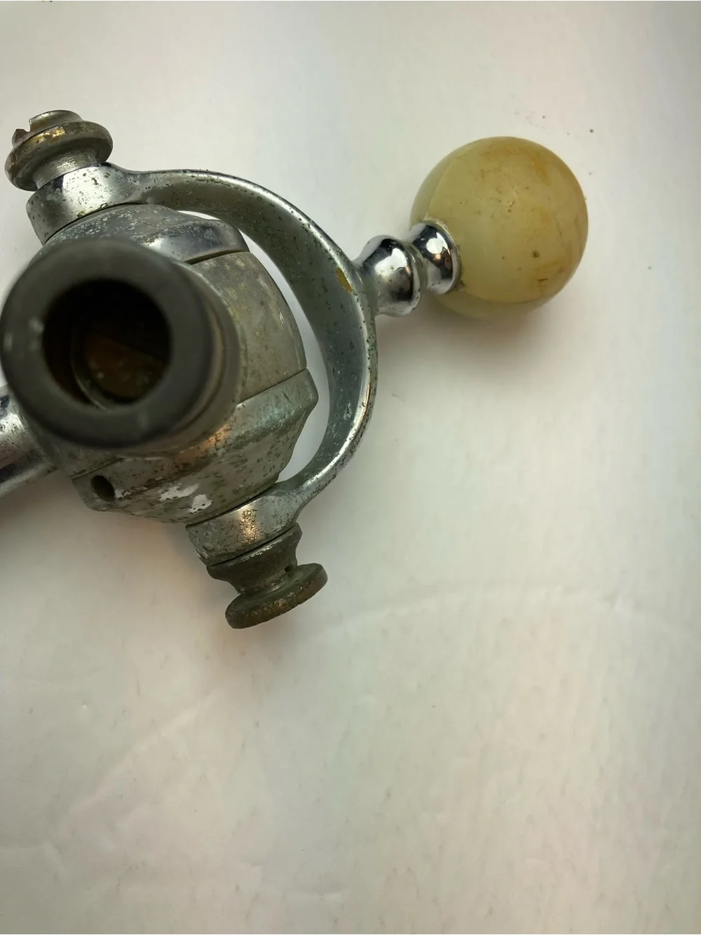 Antique Soda Jerk Gooseneck Draft Fountain Handle With Marble Knob / Spout Head
